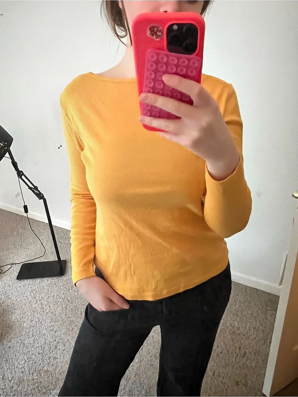 St. John's Bay Essential Tee Long Sleeve Top Orange XS